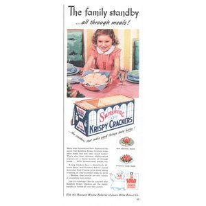 1944 Sunshine Krispy Crackers Saltines Vintage Print Ad Little Girl Wall Art